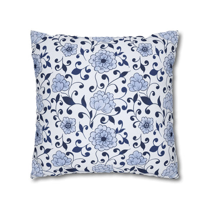 Indigo Garden Pillowcase - White and Blue