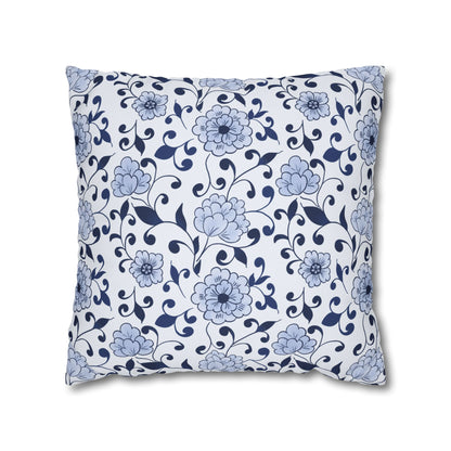 Indigo Garden Pillowcase - White and Blue