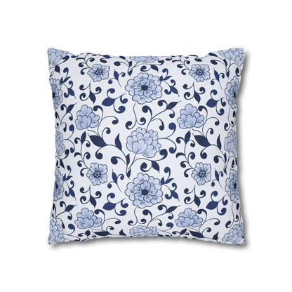 Indigo Garden Pillowcase - White and Blue