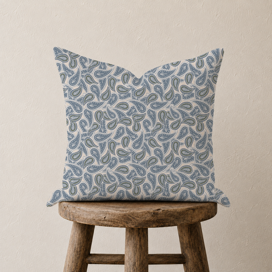 Square Pillow Cover | Paisley Blue
