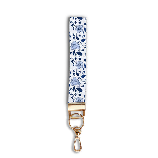 Fabric Wristlet Keychain | Indigo Garden